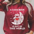 Good Book Is Out Of This World Astronaut Moon Space Bookworm Raglan Sleeve Sweatshirt Heather Dust
