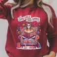 Good Girl Read Bad Books Skeleton Reading Bookworm Raglan Sleeve Sweatshirt Heather Dust