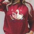 Goose Reading Romance Book Recess Bookworm Raglan Sleeve Sweatshirt Heather Dust