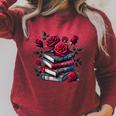 Gothic Books Roses Dark Academia Vintage Library Romance Raglan Sleeve Sweatshirt Heather Dust