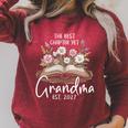 Grandma Est 2027 Best Chapter Yet Floral Book Premium Tri-Blend Raglan Sleeve Sweatshirt Heather Dust
