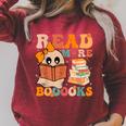 Groovy Booooks Ghost Read More Books Teacher Halloween Men Women Kids Raglan Sleeve Sweatshirt Heather Dust