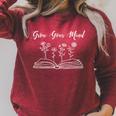 Grow Your Mind Librarian Book Lover Reading Raglan Sleeve Sweatshirt Heather Dust
