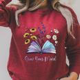 Grow Your Mind Wildflower Book Floral Motivation Raglan Sleeve Sweatshirt Heather Dust