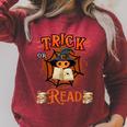 Halloween Book Lovers Librarian Teacher Library Kids Costume Raglan Sleeve Sweatshirt Heather Dust
