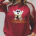 Halloween Books Cute Ghost Reading Library Boooooks Autumn Raglan Sleeve Sweatshirt Heather Dust