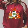 Halloween Ghost Cat Reading Book Women Girls Cute Raglan Sleeve Sweatshirt Heather Dust Halloween Ghost Cat Reading Book Women Girls Cute Raglan Sleeve Sweatshirt Heather Dust