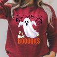 Halloween Teacher Librarian Books Reading Ghost Pun BOOOOKS Men Women Kids Raglan Sleeve Sweatshirt Heather Dust