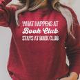 What Happens At Book Club Stays At Book Club Book Lover Nerd Raglan Sleeve Sweatshirt Heather Dust