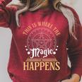 This Is Where Happens Magic Occult Mystic Book Raglan Sleeve Sweatshirt Heather Dust
