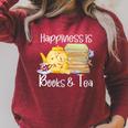 Happiness Is Books And Tea Raglan Sleeve Sweatshirt Heather Dust