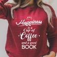 Happiness Is Coffee And A Good Book Lover Birthday Raglan Sleeve Sweatshirt Heather Dust