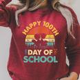 Happy 100th Day Of School Teacher Reading Book For Men Women Girls Kids Raglan Sleeve Sweatshirt Heather Dust
