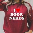 I Heart Book Nerds Book Readers Cute Raglan Sleeve Sweatshirt Heather Dust