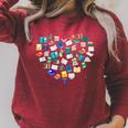 Heart Of Books Book Lover Heart Shape Reading Raglan Sleeve Sweatshirt Heather Dust