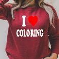 I Heart Love Coloring Hobbies Books Pencils Crayons Marker Raglan Sleeve Sweatshirt Heather Dust