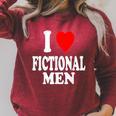 I Heart Love Fictional Men Book Movies Literature Reading Raglan Sleeve Sweatshirt Heather Dust