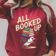 Hedgehog Book Lovers All Booked UP Retro Raglan Sleeve Sweatshirt Heather Dust