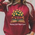 Helping Little Minds Grow Book Tree Education Raglan Sleeve Sweatshirt Heather Dust