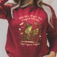 On My Way To Hoard Books And Cause Chaos Tom Foolery Frog Raglan Sleeve Sweatshirt Heather Dust