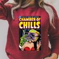 Horror Comic Book Cover Chamber Of Chills 19 Raglan Sleeve Sweatshirt Heather Dust