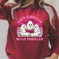 Hot Ghouls Read Thriller Spooky Book Club Reading Lovers Raglan Sleeve Sweatshirt Heather Dust