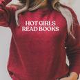 Hot Girls Read Books Shirt Y2K Aesthetic Trendy Book Lover Raglan Sleeve Sweatshirt Heather Dust
