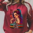 Hot Girls Read Books Spicy Dark Romance Reader Bookish Girl Raglan Sleeve Sweatshirt Heather Dust
