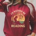 I'd Rather Be Reading Book Lover Vintage Sunset Apparel Premium Tri-Blend Raglan Sleeve Sweatshirt Heather Dust