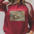 I'Ll Be In My Office Retro Cat Reading Book Nerd Read Reader Raglan Sleeve Sweatshirt Heather Dust