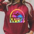 I'm With The Banned Books Retro Tie Dye Wildflowers Raglan Sleeve Sweatshirt Heather Dust