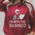 I'm With The Banned Tshirt Read Banned Books Lover BookWorm Raglan Sleeve Sweatshirt Heather Dust