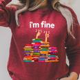 I'm Fine Reading Books Reader Book Lover Librarian Raglan Sleeve Sweatshirt Heather Dust