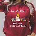 I'm A Girl Who Loves Cats And Books-Cat & Book Lover Raglan Sleeve Sweatshirt Heather Dust