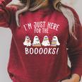 I'm Just Here For The Books Cute Halloween Ghost Reading Raglan Sleeve Sweatshirt Heather Dust
