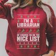 I'm A Librarian Of Course I'm On The Nice List Xmas Book Fan Raglan Sleeve Sweatshirt Heather Dust
