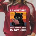 I'm Retired Reading Books Is My Job Cat Reader Raglan Sleeve Sweatshirt Heather Dust