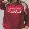 I’m A Simple Woman Sewing Dog Coffee Book Raglan Sleeve Sweatshirt Heather Dust