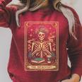 The Introvert Skeleton Tarot Card Coffee Book Lover Raglan Sleeve Sweatshirt Heather Dust