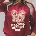 It’s Comic Reading Day Manga Cartoon Book Graphic Novel Raglan Sleeve Sweatshirt Heather Dust