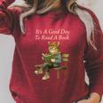 It’s A Good Day To Read A Book – Reading Cat Raglan Sleeve Sweatshirt Heather Dust