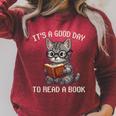 It's A Good Day To Read A Book Cat Pixel Art Raglan Sleeve Sweatshirt Heather Dust
