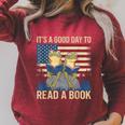 It's A Good Day To Read A Book Frog Vintage USA FLag Raglan Sleeve Sweatshirt Heather Dust