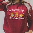 It's A Good Day To Read A Book Highland Cow Bookworm Raglan Sleeve Sweatshirt Heather Dust