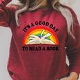 Its Good Day To Read A Book Kids Girl Women Teacher Reading Raglan Sleeve Sweatshirt Heather Dust
