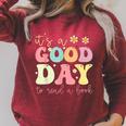 It’s A Good Day To Read A Book Lovers Library Reading Women Raglan Sleeve Sweatshirt Heather Dust