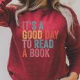 It's A Good Day To Read A Book Retro Vintage Raglan Sleeve Sweatshirt Heather Dust