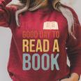 It's A Good Day To Read A Book Vintage Raglan Sleeve Sweatshirt Heather Dust
