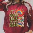 Its Good Luck To Read Rainbow Reading Books Raglan Sleeve Sweatshirt Heather Dust Its Good Luck To Read Rainbow Reading Books Raglan Sleeve Sweatshirt Heather Dust