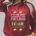 It's The Most Wonderful Time For A Book Xmas Bookworm Lover Raglan Sleeve Sweatshirt Heather Dust